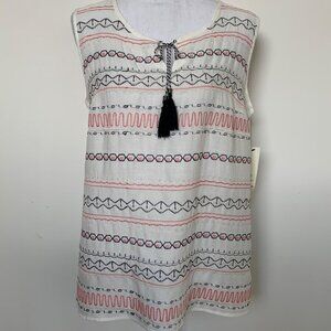 Tribal Jeans NWT Sz L tank top white coral womens